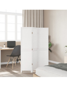 Divisorio Ambienti 3Pannelli Bianco Legno Massello di Paulownia 2