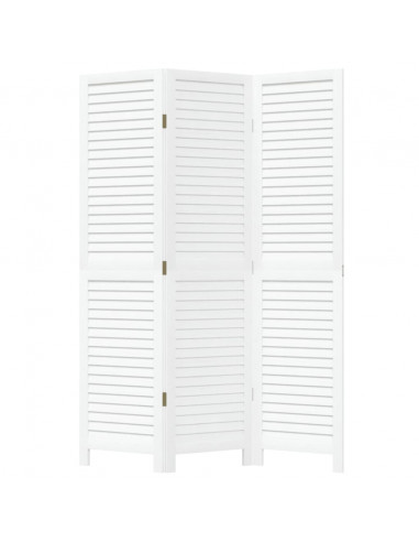 Divisorio Ambienti 3Pannelli Bianco Legno Massello di Paulownia