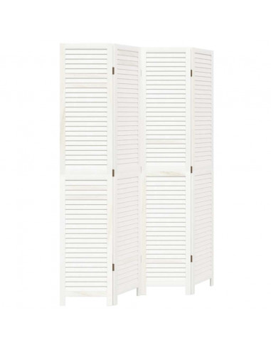 Divisorio Ambienti 4Pannelli Bianco Legno Massello di Paulownia