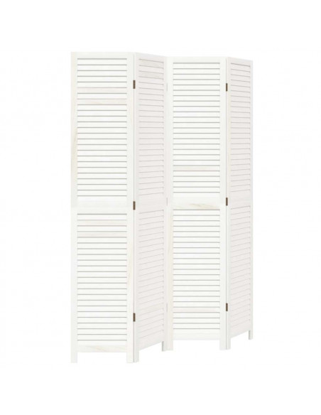 Divisorio Ambienti 4Pannelli Bianco Legno Massello di Paulownia