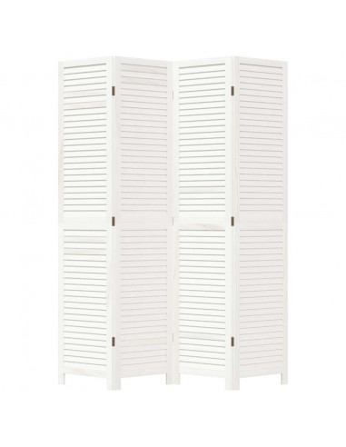 Divisorio Ambienti 4Pannelli Bianco Legno Massello di Paulownia