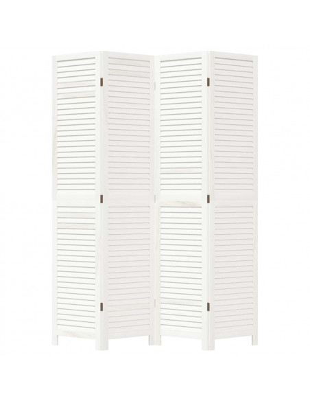 Divisorio Ambienti 4Pannelli Bianco Legno Massello di Paulownia