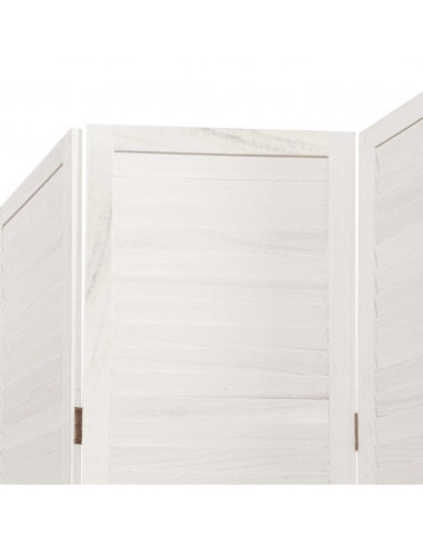 Divisorio Ambienti 4Pannelli Bianco Legno Massello di Paulownia