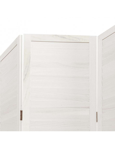 Divisorio Ambienti 4Pannelli Bianco Legno Massello di Paulownia