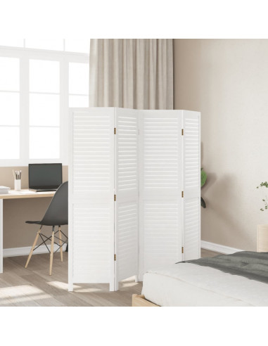 Divisorio Ambienti 4Pannelli Bianco Legno Massello di Paulownia