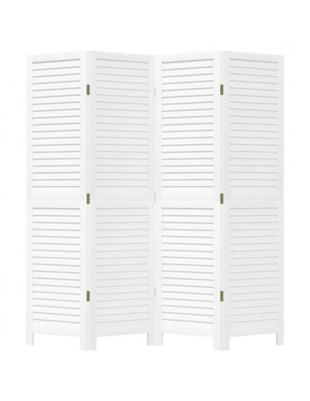 Divisorio Ambienti 4Pannelli Bianco Legno Massello di Paulownia