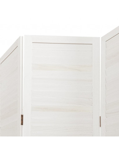 Divisorio Ambienti 4Pannelli Bianco Legno Massello di Paulownia