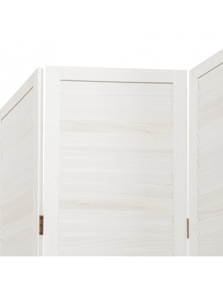 Divisorio Ambienti 4Pannelli Bianco Legno Massello di Paulownia