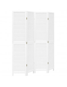 Divisorio Ambienti 4Pannelli Bianco Legno Massello di Paulownia