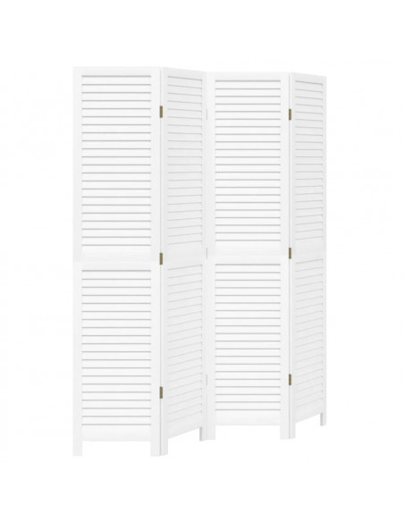 Divisorio Ambienti 4Pannelli Bianco Legno Massello di Paulownia