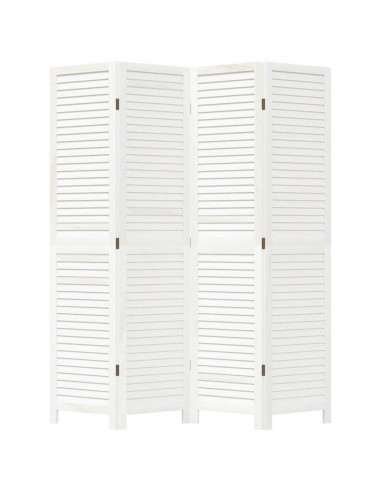 Divisorio Ambienti 4Pannelli Bianco Legno Massello di Paulownia