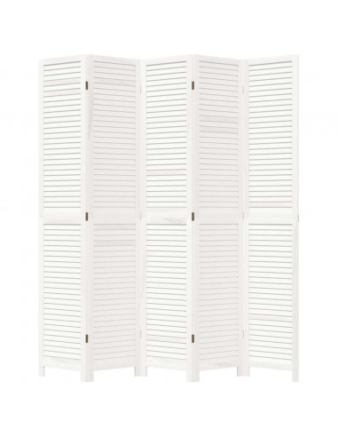 Divisorio Ambienti 5Pannelli Bianco Legno Massello di Paulownia