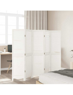 Divisorio Ambienti 5Pannelli Bianco Legno Massello di Paulownia 2
