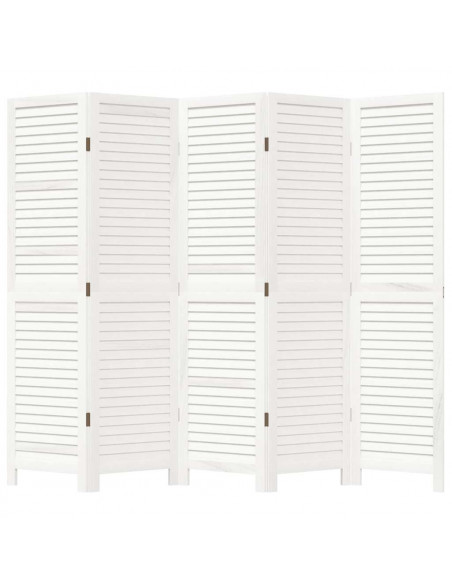 Divisorio Ambienti 5Pannelli Bianco Legno Massello di Paulownia