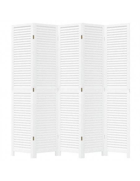 Divisorio Ambienti 5Pannelli Bianco Legno Massello di Paulownia