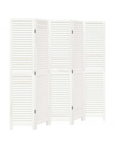 Divisorio Ambienti 5Pannelli Bianco Legno Massello di Paulownia