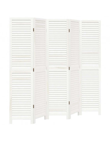 Divisorio Ambienti 5Pannelli Bianco Legno Massello di Paulownia