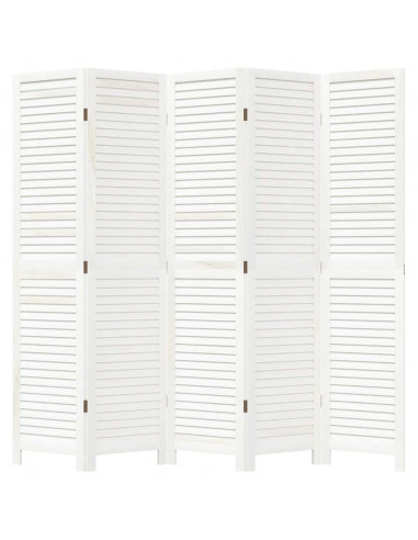 Divisorio Ambienti 5Pannelli Bianco Legno Massello di Paulownia
