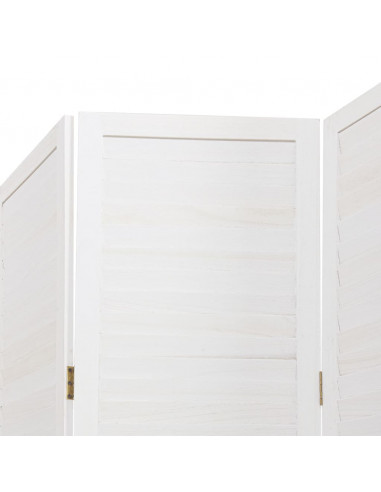 Divisorio Ambienti 5Pannelli Bianco Legno Massello di Paulownia