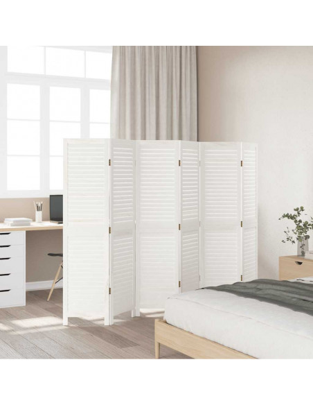 Divisorio Ambienti 6Pannelli Bianco Legno Massello di Paulownia