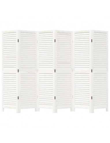 Divisorio Ambienti 6Pannelli Bianco Legno Massello di Paulownia