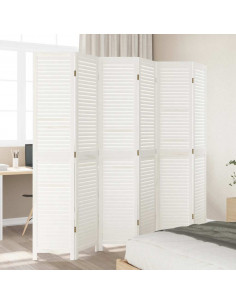 Divisorio Ambienti 6Pannelli Bianco Legno Massello di Paulownia 2