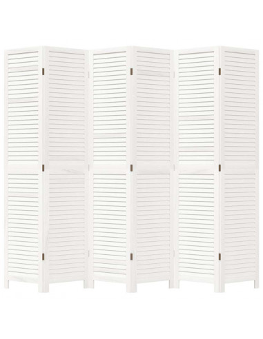 Divisorio Ambienti 6Pannelli Bianco Legno Massello di Paulownia