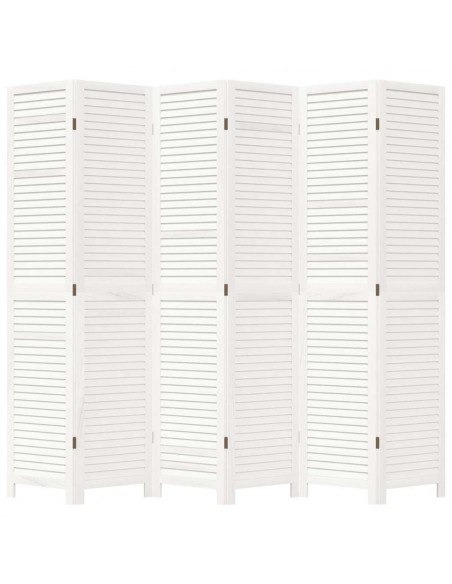 Divisorio Ambienti 6Pannelli Bianco Legno Massello di Paulownia