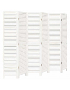 Divisorio Ambienti 6Pannelli Bianco Legno Massello di Paulownia