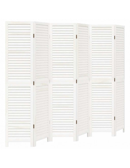 Divisorio Ambienti 6Pannelli Bianco Legno Massello di Paulownia