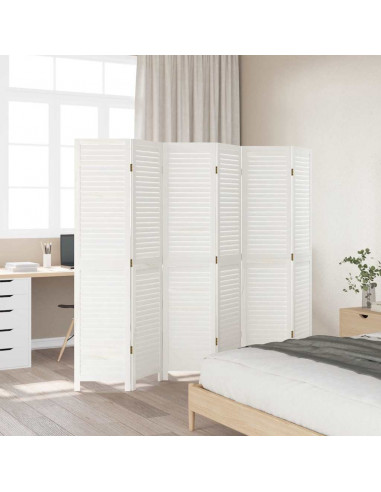 Divisorio Ambienti 6Pannelli Bianco Legno Massello di Paulownia