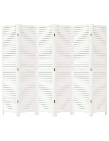 Divisorio Ambienti 6Pannelli Bianco Legno Massello di Paulownia