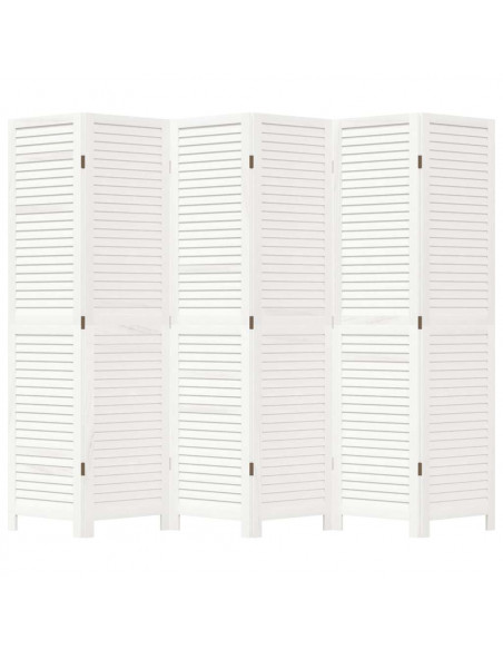 Divisorio Ambienti 6Pannelli Bianco Legno Massello di Paulownia