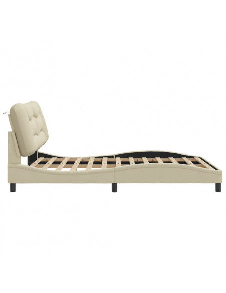 Giroletto con Luci LED Crema 160x200 cm in Tessuto