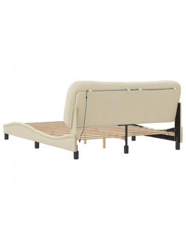 Giroletto con Luci LED Crema 160x200 cm in Tessuto