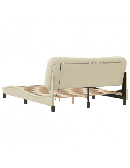 Giroletto con Luci LED Crema 160x200 cm in Tessuto