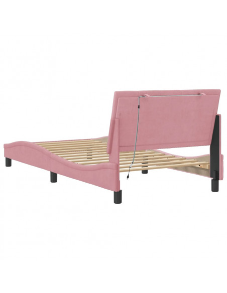 Giroletto con Luci LED Rosa 100x200 cm in Velluto