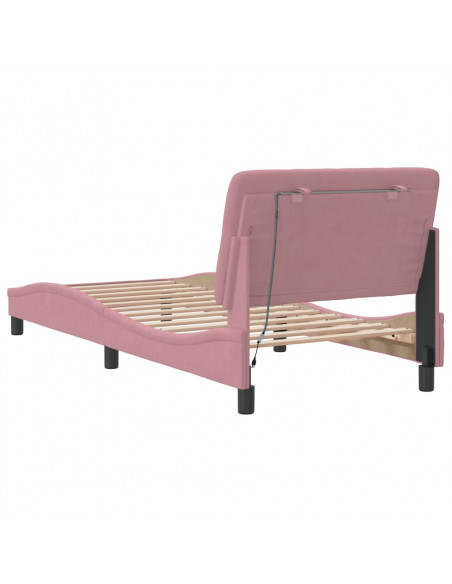 Giroletto con Luci LED Rosa 90x200 cm in Velluto