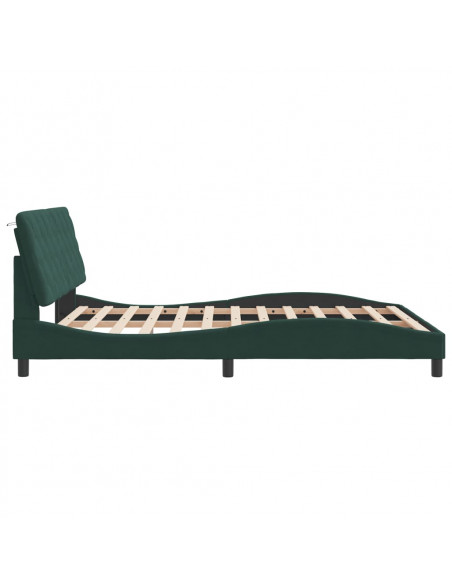 Giroletto con Luci LED Verde Scuro 160x200 cm in Velluto