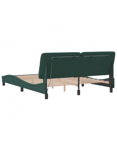 Giroletto con Luci LED Verde Scuro 160x200 cm in Velluto