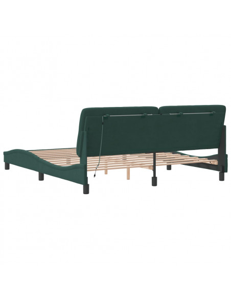 Giroletto con Luci LED Verde Scuro 180x200 cm in Velluto