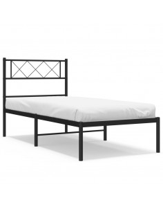 Giroletto con Testiera in Metallo Nero 75x190 cm