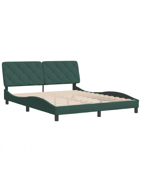 Giroletto con Testiera Verde Scuro 160x200 cm in Velluto