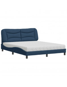Letto con Materasso Blu 160x200 cm in Tessuto