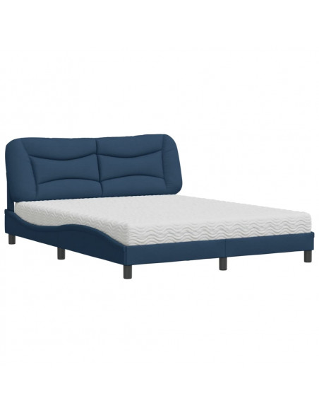 Letto con Materasso Blu 160x200 cm in Tessuto