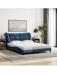 Letto con Materasso Blu 160x200 cm in Tessuto 2