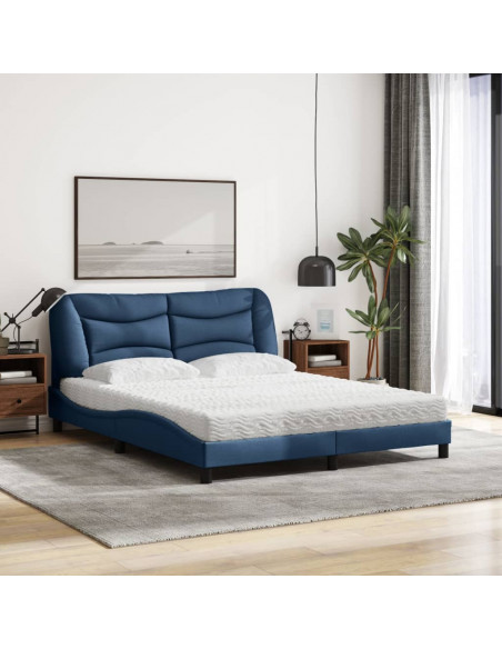 Letto con Materasso Blu 160x200 cm in Tessuto
