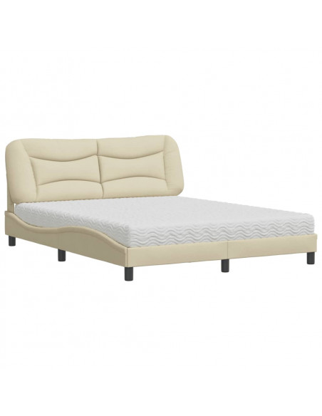 Letto con Materasso Crema 160x200 cm in Tessuto