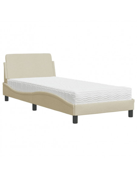 Letto con Materasso Crema 80x200 cm in Tessuto