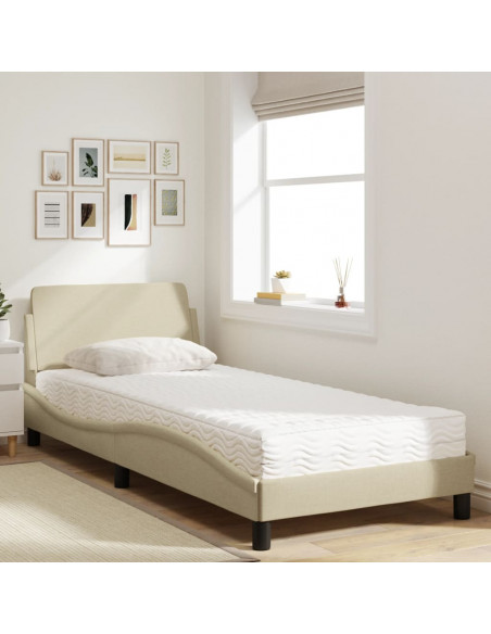 Letto con Materasso Crema 80x200 cm in Tessuto
